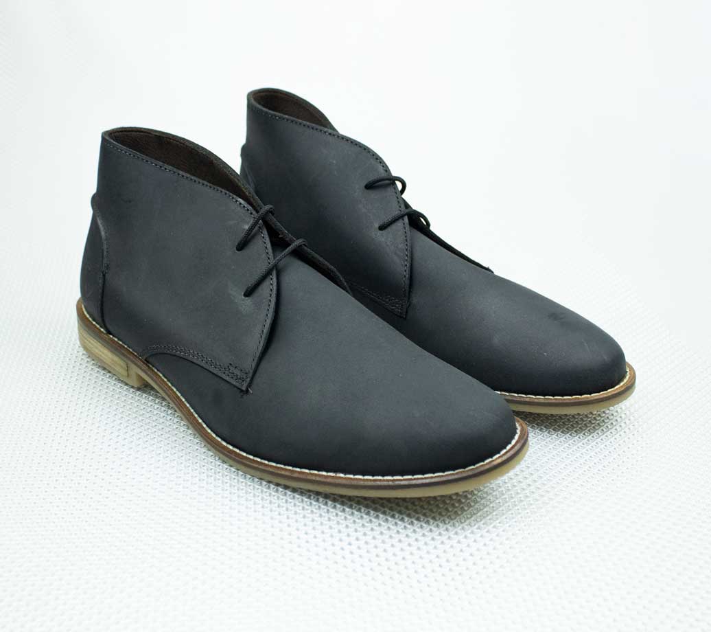 Old Khaki Black Leather Boot - BOSSINI SA