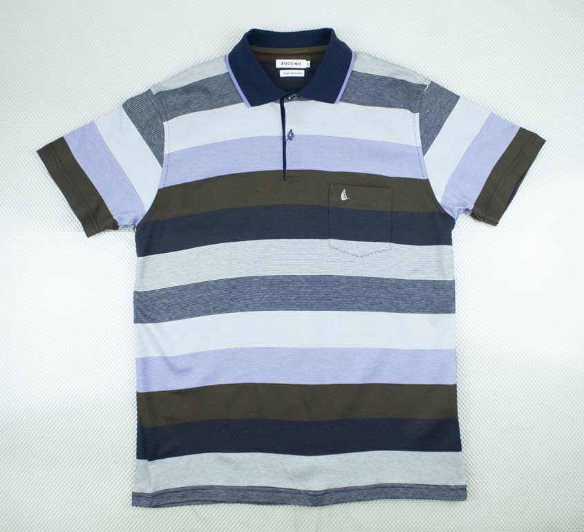 Zuccino Double Mercerised Navy Grey Golfer - BOSSINI SA