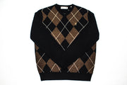 PRINGLE ARGYLE KNIT JUMPER V NECK BROWN NAVY - BOSSINI SA