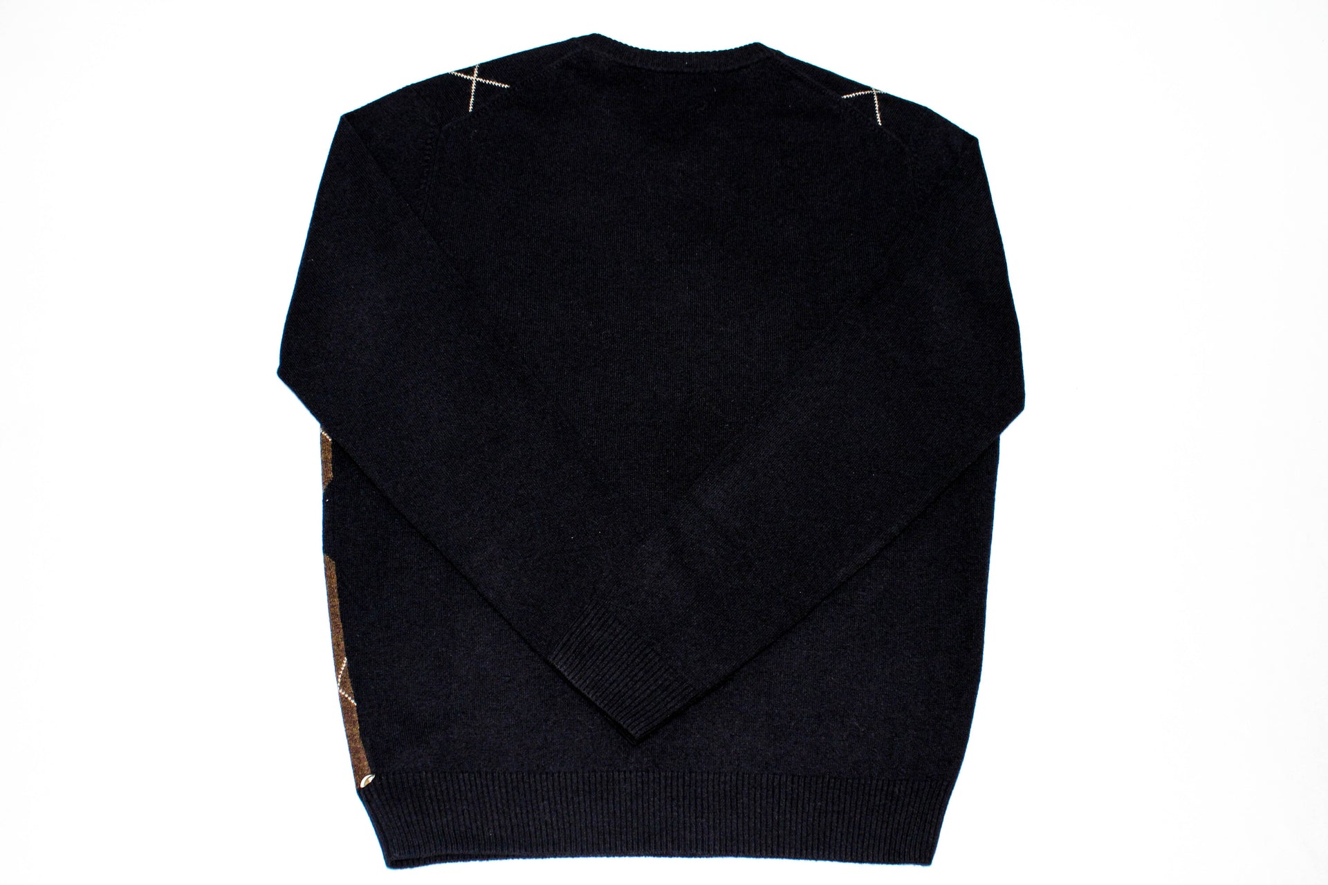 PRINGLE ARGYLE KNIT JUMPER V NECK BROWN NAVY - BOSSINI SA